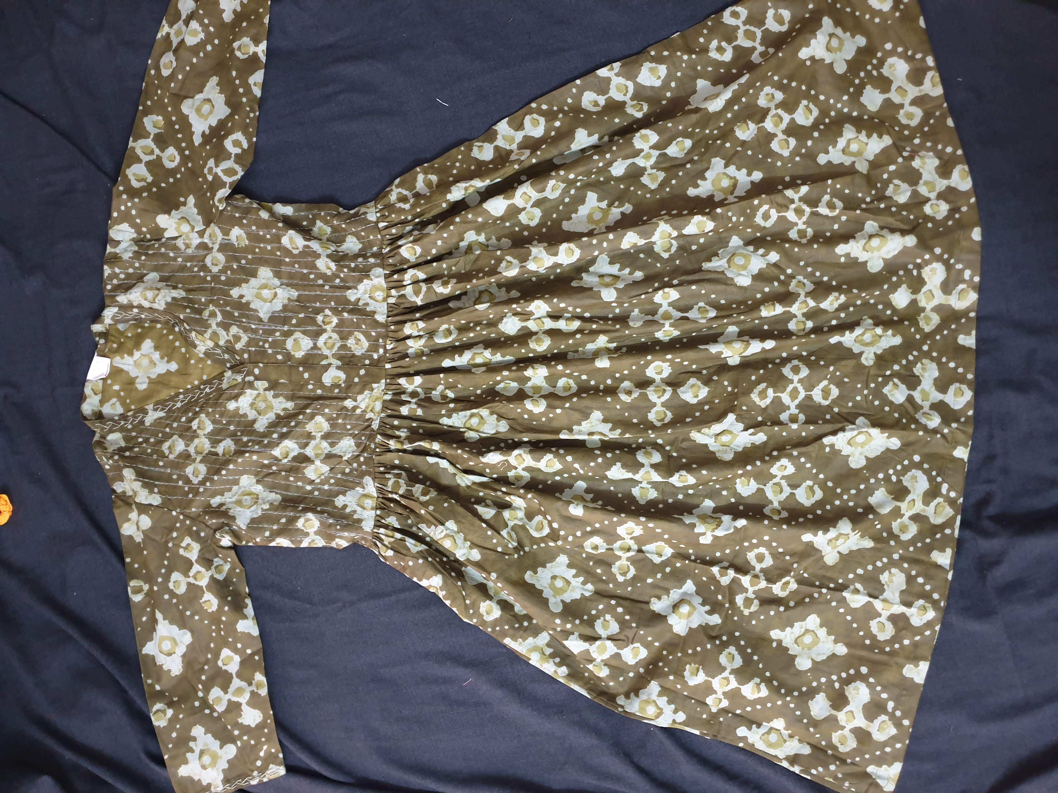 Mehandi Green Frock Style Kurti